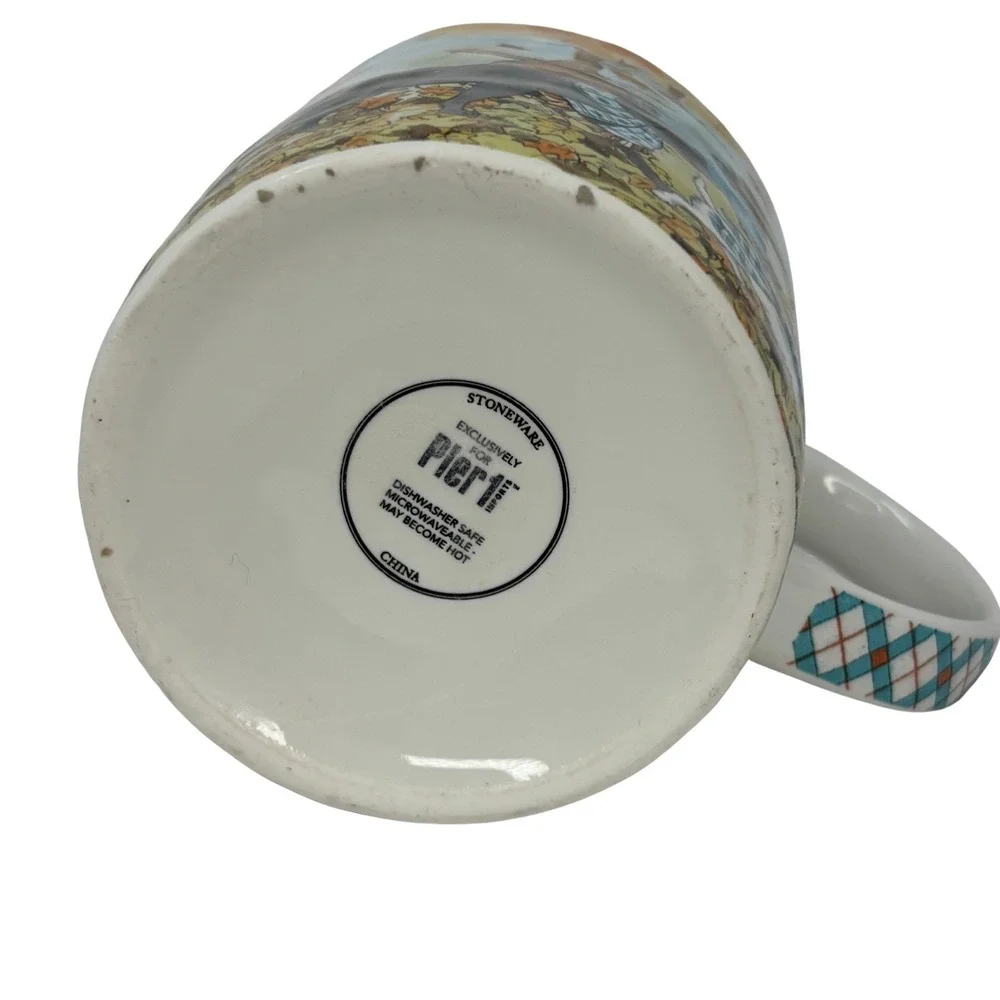 Pier 1 Park Avenue Puppies 22oz Dog Mug Stoneware‎ Autumn Dogs Coffee Tea Cup